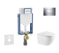Geberit Kombifix - Conjunto de módulo de instalación empotrada,inodoro Oudee y asiento con cierre suave, botón Sigma20, cromo SANI15CA1143