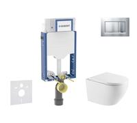 Geberit Kombifix - Conjunto de módulo de instalación empotrada, inodoro Oudee y asiento con cierre suave, botón Sigma20, cromo lacado mate/ cromo SANI15CA2105