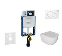 Geberit Kombifix - Conjunto de módulo de instalación empotrada,Inodoro Oudee y asiento con cierre suave, botón Sigma01, blanco alpino SANI15CA3110
