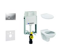 Geberit Kombifix - Módulo para inodoro suspendido con pulsador Delta35, cromo mate + Ideal Standard Quarzo - inodoro y asiento 110.100.00.1 NR6