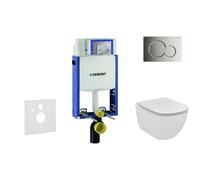 Geberit Kombifix - Módulo para inodoro suspendido con pulsador Sigma01, cromo brillante + Ideal Standard Tesi - WC y asiento 110.302.00.5 NF2