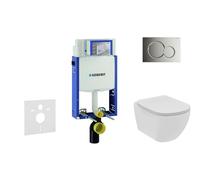 Geberit Kombifix - Módulo para inodoro suspendido con pulsador Sigma01, cromo brillante + Ideal Standard Tesi - inodoro y asiento, Rimless, SoftClose 110.302.00.5 NE2