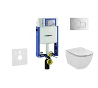 Geberit Kombifix - Módulo para inodoro suspendido con pulsador Sigma01, cromo brillante + Ideal Standard Tesi - inodoro y asiento, Aquablade, SoftClose 110.302.00.5 NU2