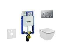 Geberit Kombifix - Módulo para inodoro suspendido con pulsador Sigma01, cromo mate + Ideal Standard Tesi - WC y asiento 110.302.00.5 NF3