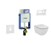 Geberit Kombifix - Módulo para inodoro suspendido con pulsador Sigma20, blanco/cromo brillante + Ideal Standard Tesi - inodoro y asiento, Aquablade, SoftClose 110.302.00.5 NU5