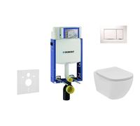 Geberit Kombifix - Módulo para inodoro suspendido con pulsador Sigma20, blanco/cromo brillante + Ideal Standard Tesi - inodoro y asiento, Rimless, SoftClose 110.302.00.5 NE5