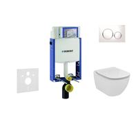 Geberit Kombifix - Módulo para inodoro suspendido con pulsador Sigma20, blanco/cromo brillante + Ideal Standard Tesi - WC y asiento 110.302.00.5 NF4