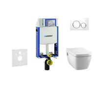 Geberit Kombifix - Módulo para inodoro suspendido con pulsador Sigma20, blanco/cromo brillante + Tece One - inodoro con ducha y asiento, Rimless, SoftClose 110.302.00.5 NT4