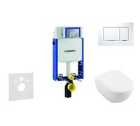 Geberit Kombifix - Módulo para inodoro suspendido con pulsador Sigma20, blanco/cromo brillante + Villeroy Boch - inodoro y asiento, DirectFlush, SoftClose, CeramicPlus 110.302.00.5 NI5