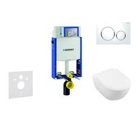 Geberit Kombifix - Módulo para inodoro suspendido con pulsador Sigma20, blanco/cromo brillante + Villeroy Boch - inodoro y asiento, DirectFlush, SoftClose, CeramicPlus 110.302.00.5 NI4