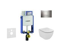 Geberit Kombifix - Módulo para inodoro suspendido con pulsador Sigma20, cromo brillante/cromo mate + Ideal Standard Tesi - inodoro y asiento 110.302.00.5 NF6