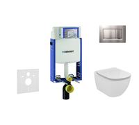 Geberit Kombifix - Módulo para inodoro suspendido con pulsador Sigma20, cromo mate/cromo + Ideal Standard Tesi - inodoro y asiento 110.302.00.5 NF7
