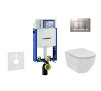 Geberit Kombifix - Módulo para inodoro suspendido con pulsador Sigma20, cromo mate/cromo + Ideal Standard Tesi - WC y asiento, Rimless, SoftClose 110.302.00.5 NE7