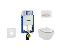 Geberit Kombifix - Módulo para inodoro suspendido con pulsador Sigma50, blanco alpino + Ideal Standard Tesi - WC y asiento, Aquablade, SoftClose 110.302.00.5 NU8