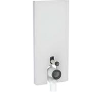 Geberit Monolith módulo sanitario para WC de pedestal, 114 cm, conexión de agua en la parte central trasera, con curva de conexión P, 131033TD5, Color: Vidrio blanco / aluminio cepillado - CM
