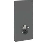 Geberit Monolith módulo sanitario para WC suspendido, 101cm, conexión de agua lateral, con tubo de conexión, 131022CD5, Color: Vidrio negro / aluminio cepillado negro - CM