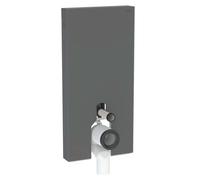 Geberit Monolith PLUS módulo sanitario para WC de pedestal, 101cm, conexión de agua lateral, con tubo de conexión P, 131.203.CD.7, Color: Vidrio negro / aluminio cepillado negro
