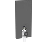 Geberit Monolith PLUS módulo sanitario para WC de pedestal, 114 cm, conexión de agua en la parte central trasera, con codo de conexión, 131.233.CD.7, Color: Vidrio negro / aluminio cepillado negro
