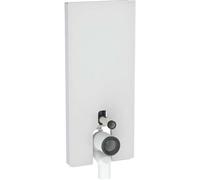 Geberit Monolith PLUS módulo sanitario para WC de pedestal, 114 cm, conexión de agua en la parte central trasera, con codo de conexión, 131.233.TD.7, Color: Vidrio blanco / aluminio cepillado
