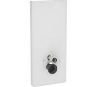 Geberit Monolith PLUS módulo sanitario para WC suspendido, 114cm, conexión de agua trasera central, con tubo de conexión, 131.231.TD.7, Color: Vidrio blanco / aluminio cepillado