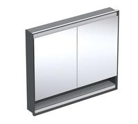 Geberit ONE - Armario con espejo 105x90x15 cm, con iluminación LED, 2 puertas, con hornacina,empotrado,negro mate 505.824.00.7