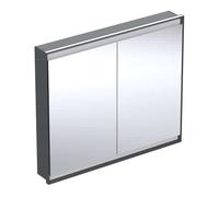 Geberit ONE - Armario con espejo 105x90x15 cm, con iluminación LED, 2 puertas,empotrado, negro mate 505.804.00.7