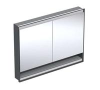 Geberit ONE - Armario con espejo 120x90x15 cm, con iluminación LED, 2 puertas,con hornacina, negro mate 505.825.00.7