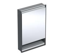 Geberit ONE - Armario con espejo con iluminación LED, 60x90x15 cm, empotrado, bisagras a la derecha, con hornacina,negro mate 505.821.00.7