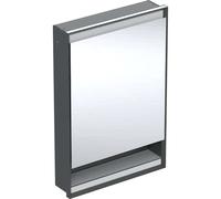 Geberit ONE - Armario con espejo con iluminación LED, 60x90x15 cm, empotrado, bisagras a la izquierda, con hornacina,negro mate 505.820.00.7