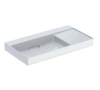 Geberit ONE - Lavabo 90x48x14 cm, rebosadero oculto, sin orificio para grifo, desagüe horizontal, KeraTect, blanco 505.042.00.1
