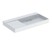 Geberit ONE - Lavabo 90x48x14 cm, rebosadero oculto, sin orificio para grifo, desagüe horizontal, KeraTect, blanco 505.044.00.1