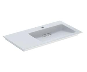 Geberit ONE - Lavabo de mueble 90x48x13 cm, rebosadero oculto, con orificio para grifo, desagüe horizontal, KeraTect, blanco 505.009.00.1