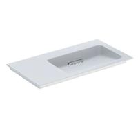 Geberit ONE - Lavabo de mueble 90x48x13 cm, rebosadero oculto, sin orificio para grifo, desagüe horizontal, KeraTect, blanco 505.013.00.1