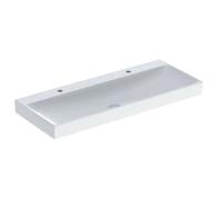 Geberit ONE - Lavabo doble 120x48x14 cm, sin rebosadero, 2 orificios para grifo, KeraTect, blanco 505.022.01.5