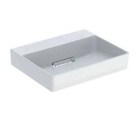 Geberit ONE - Lavabo sobre encimera 50x41x14 cm, rebosadero oculto, sin orificio para grifo, desagüe horizontal, KeraTect, blanco 505.023.00.1