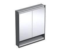 Geberit ONE - mueble con espejo 75x90x15 cm, con iluminación LED, 2 puertas,con hornacina, negro mate 505.822.00.7