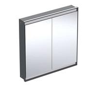Geberit ONE - Mueble con espejo 90x90x15 cm, con iluminación LED, 2 puertas, empotrado, negro mate 505.803.00.7