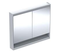 Geberit ONE - Mueble con espejo con iluminación LED, 105x90x15 cm, 2 puertas, con nicho, blanco 505.834.00.2