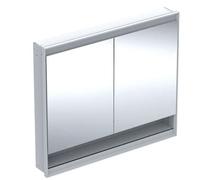 Geberit ONE - Mueble con espejo con iluminación LED, 105x90x15 cm, 2 puertas, con nicho, empotrable, blanco 505.824.00.2