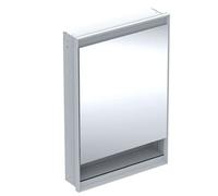 Geberit ONE - Mueble con espejo con iluminación LED, 60x90x15 cm, bisagras a la izquierda, con nicho, empotrable, aluminio 505.820.00.1