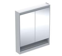 Geberit ONE - Mueble con espejo con iluminación LED, 75x90x15 cm, 2 puertas, con nicho, blanco 505.832.00.2