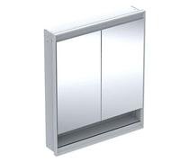 Geberit ONE - Mueble con espejo con iluminación LED, 75x90x15 cm, 2 puertas, con nicho, empotrable, blanco 505.822.00.2