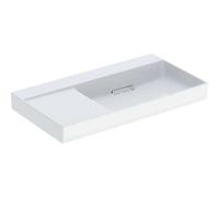 Geberit ONE - Lavabo 90x48x14 cm, rebosadero oculto, sin orificio para grifo, desagüe horizontal, KeraTect, blanco 505.044.00.1