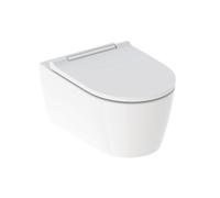 Geberit One taza de inodoro con asiento de cierre suave suspendido sin reborde con descarga de remolino blanco 500.202.01.1
