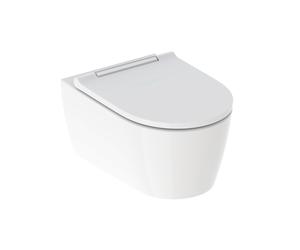 Geberit One taza de inodoro con asiento de cierre suave suspendido sin reborde con descarga de remolino blanco 500.202.01.1