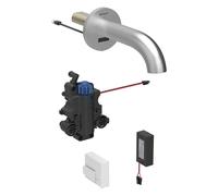 Geberit Piave grifo de lavabo, 220mm de proyección, con mezclador termostático, funcionamiento a pilas, para caja de función empotrada, 116.288.SN.1, Color: Ã?ptica Acero inoxidable/bruÃ±ido, con reve