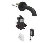 Geberit Piave grifo de lavabo, proyección 170mm, con mezclador, funcionamiento a pilas, para caja funcional empotrada, 116.264.14.1, Color: revestimiento negro mate, fácil de limpiar