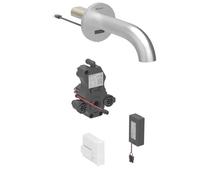 Geberit Piave - Grifo electrónico para lavabo empotrado, alimentación por batería, fácil de limpiar, acero inoxidable cepillado 116.264.SN.1