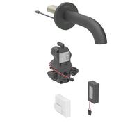 Geberit Piave - Grifo electrónico para lavabo empotrado, alimentación por batería, fácil de limpiar, negro mate 116.264.14.1