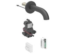 Geberit Piave - Grifo electrónico para lavabo empotrado, alimentación por generador, fácil de limpiar, negro mate 116.266.14.1
